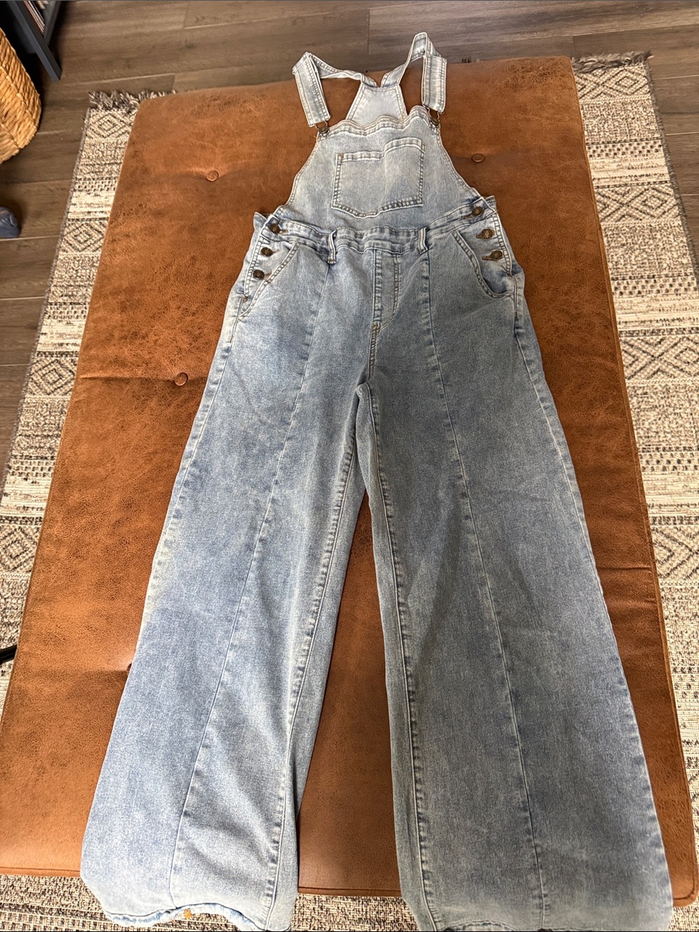 Light Blue Wide-Leg Denim Overalls for Women